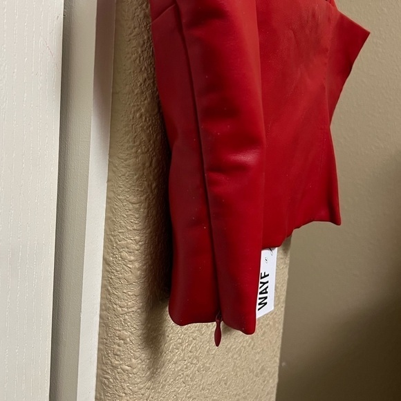 New! WAYF x Jourdan Sloane Giselle Faux Leather Crop Camisole Top - Medium - RED - Picture 10 of 16
